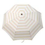 Horizontal Stripes - White and Champagne Orange Folding Umbrella