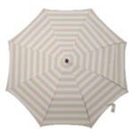 Horizontal Stripes - White and Champagne Orange Hook Handle Umbrella (Medium)