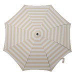 Horizontal Stripes - White and Champagne Orange Hook Handle Umbrella (Small)