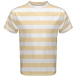 Horizontal Stripes - White and Peach Orange Men s Cotton Tee