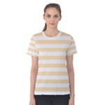 Horizontal Stripes - White and Peach Orange Women s Cotton Tee