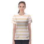 Horizontal Stripes - White and Peach Orange Women s Sport Mesh Tee