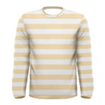 Horizontal Stripes - White and Peach Orange Men s Long Sleeve T-shirt