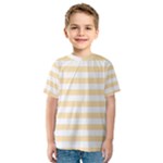 Horizontal Stripes - White and Peach Orange Kid s Sport Mesh Tee