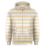 Horizontal Stripes - White and Peach Orange Men s Zipper Hoodie