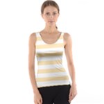 Horizontal Stripes - White and Peach Orange Tank Top