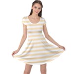 Horizontal Stripes - White and Peach Orange Cap Sleeve Dress