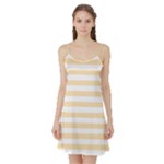 Horizontal Stripes - White and Peach Orange Satin Night Slip