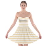 Horizontal Stripes - White and Peach Orange Strapless Bra Top Dress