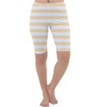 Horizontal Stripes - White and Peach Orange Cropped Leggings