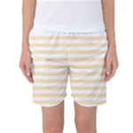 Horizontal Stripes - White and Peach Orange Women s Basketball Shorts