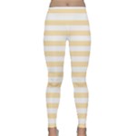 Horizontal Stripes - White and Peach Orange Yoga Leggings