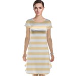 Horizontal Stripes - White and Peach Orange Cap Sleeve Nightdress