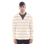 Horizontal Stripes - White and Peach Orange Hooded Wind Breaker (Men)