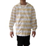 Horizontal Stripes - White and Peach Orange Hooded Wind Breaker (Kids)