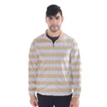 Horizontal Stripes - White and Peach Orange Wind Breaker (Men)