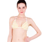 Horizontal Stripes - White and Peach Orange Bikini Top