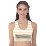 Horizontal Stripes - White and Peach Orange Women s Sports Bra