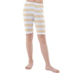 Horizontal Stripes - White and Peach Orange Kid s Mid Length Swim Shorts