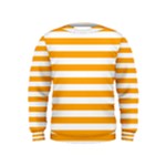 Horizontal Stripes - White and Dark Tangerine Orange Kid s Sweatshirt