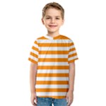 Horizontal Stripes - White and Dark Orange Kid s Sport Mesh Tee