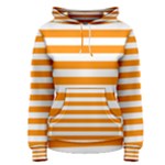 Horizontal Stripes - White and Dark Orange Women s Pullover Hoodie