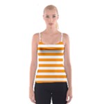 Horizontal Stripes - White and Dark Orange Spaghetti Strap Top