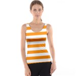 Horizontal Stripes - White and Dark Orange Tank Top