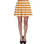 Horizontal Stripes - White and Dark Orange Skater Skirt