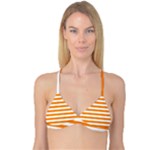 Horizontal Stripes - White and Dark Orange Reversible Tri Bikini Top