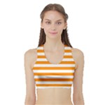 Horizontal Stripes - White and Dark Orange Women s Sports Bra with Border