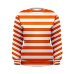 Horizontal Stripes - White and Safety Orange Women s Sweatshirt