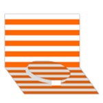 Horizontal Stripes - White and Safety Orange Circle Bottom 3D Greeting Card (7x5)