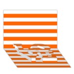 Horizontal Stripes - White and Safety Orange LOVE Bottom 3D Greeting Card (7x5)