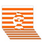 Horizontal Stripes - White and Safety Orange Ribbon 3D Greeting Card (7x5)