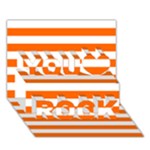 Horizontal Stripes - White and Safety Orange You Rock 3D Greeting Card (7x5)