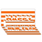 Horizontal Stripes - White and Safety Orange Happy New Year 3D Greeting Card (8x4)