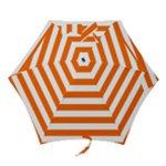 Horizontal Stripes - White and Safety Orange Mini Umbrella