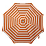 Horizontal Stripes - White and Safety Orange Hook Handle Umbrella (Medium)