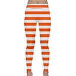 Horizontal Stripes - White and Tangelo Orange Yoga Leggings