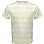 Horizontal Stripes - White and Cream Yellow Men s Cotton Tee