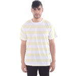 Horizontal Stripes - White and Cream Yellow Men s Sport Mesh Tee