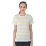 Horizontal Stripes - White and Cream Yellow Women s Cotton Tee