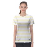 Horizontal Stripes - White and Cream Yellow Women s Sport Mesh Tee