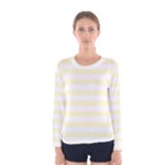 Horizontal Stripes - White and Cream Yellow Women s Long Sleeve T-shirt