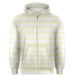 Horizontal Stripes - White and Cream Yellow Men s Zipper Hoodie