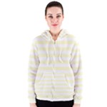 Horizontal Stripes - White and Cream Yellow Women s Zipper Hoodie