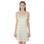 Horizontal Stripes - White and Cream Yellow Satin Night Slip