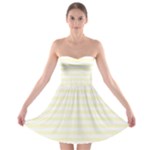 Horizontal Stripes - White and Cream Yellow Strapless Bra Top Dress