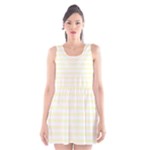 Horizontal Stripes - White and Cream Yellow Scoop Neck Skater Dress